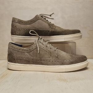 Crevo Scholar Longwing Men's Tan Taupe Suede Lace-Up Shoes Loafer 9